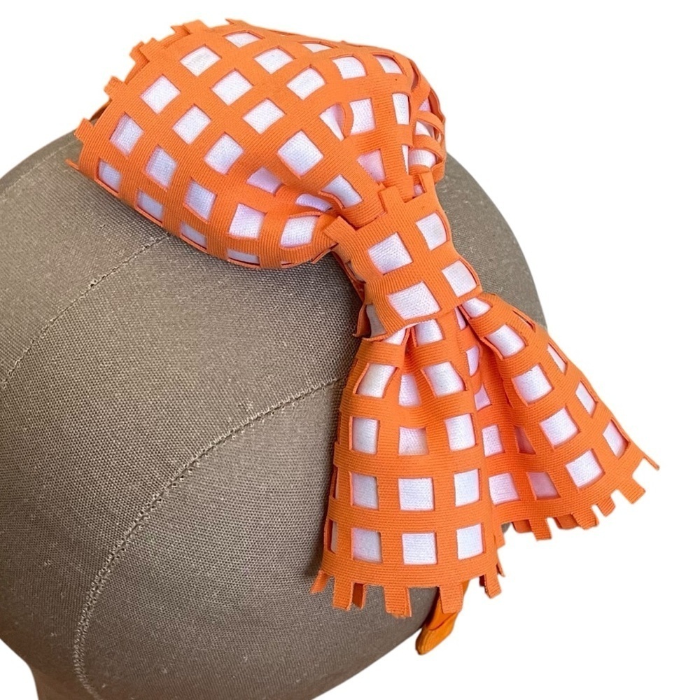 4/$25 Orange Gingham Bow Headband - Picture 3 of 7